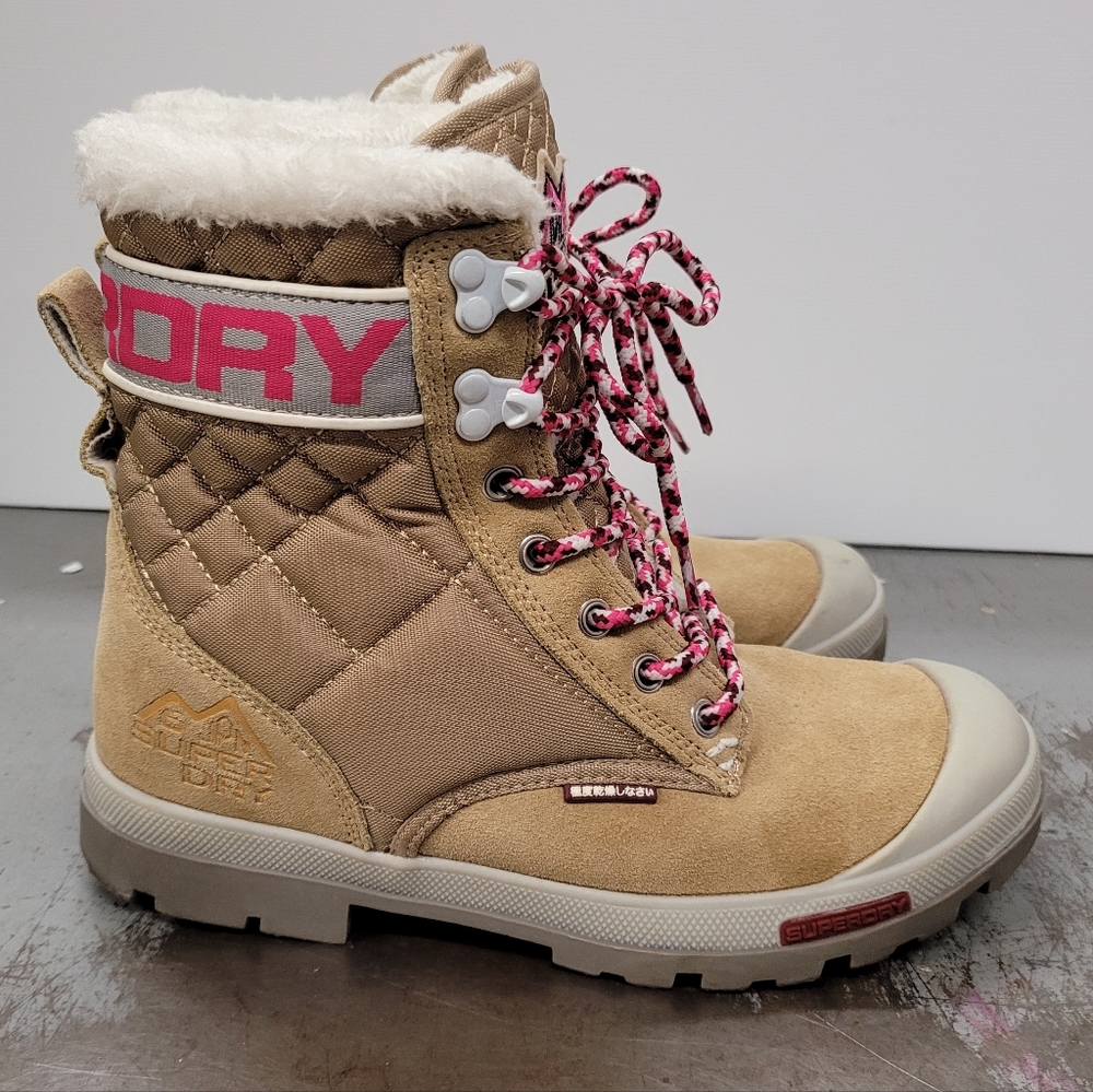 CLEARANCE JPN SUPERDRY TOYKO SNOW BOOTS BLOCK HEEL ROUND TOE WOMEN'S SZ 7 - Picture 3 of 15